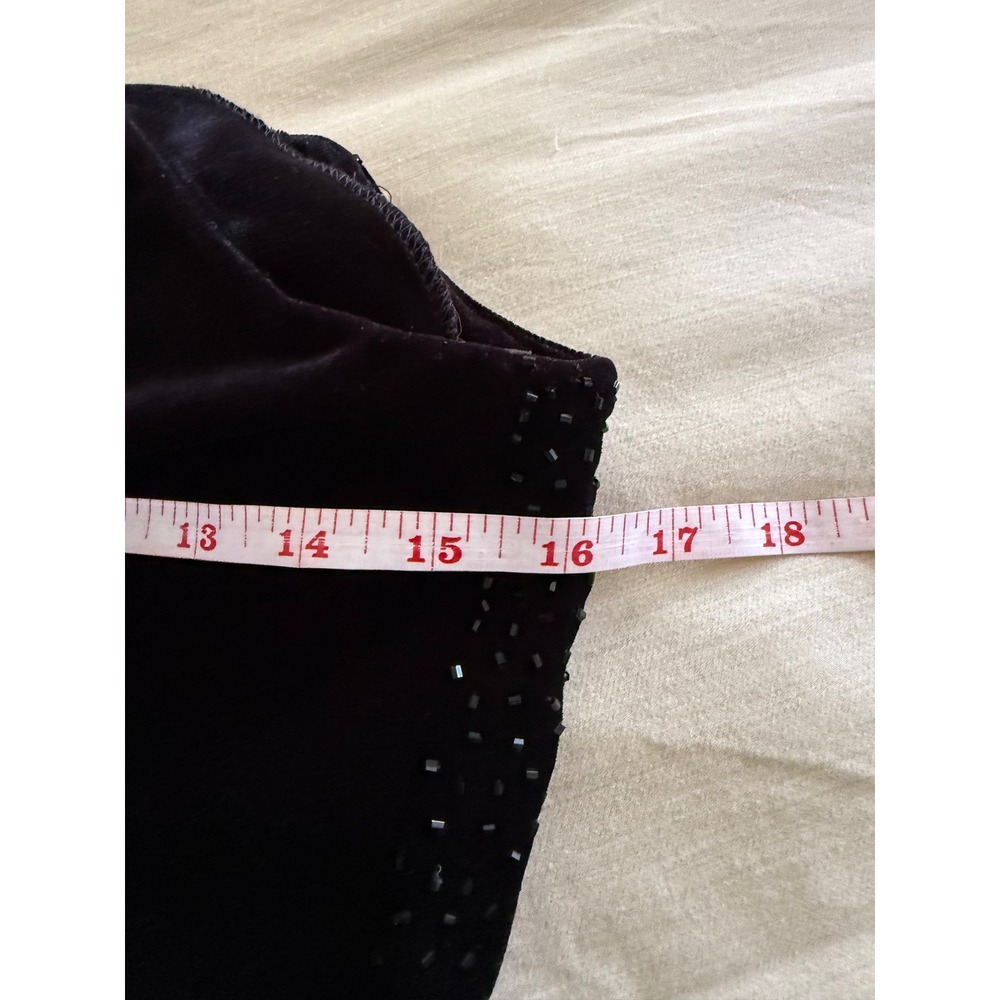 Vintage Cassandra‎ Stone Black Velvet Rhinestone Gown V-Neck Formal Dress 6 - Picture 8 of 11
